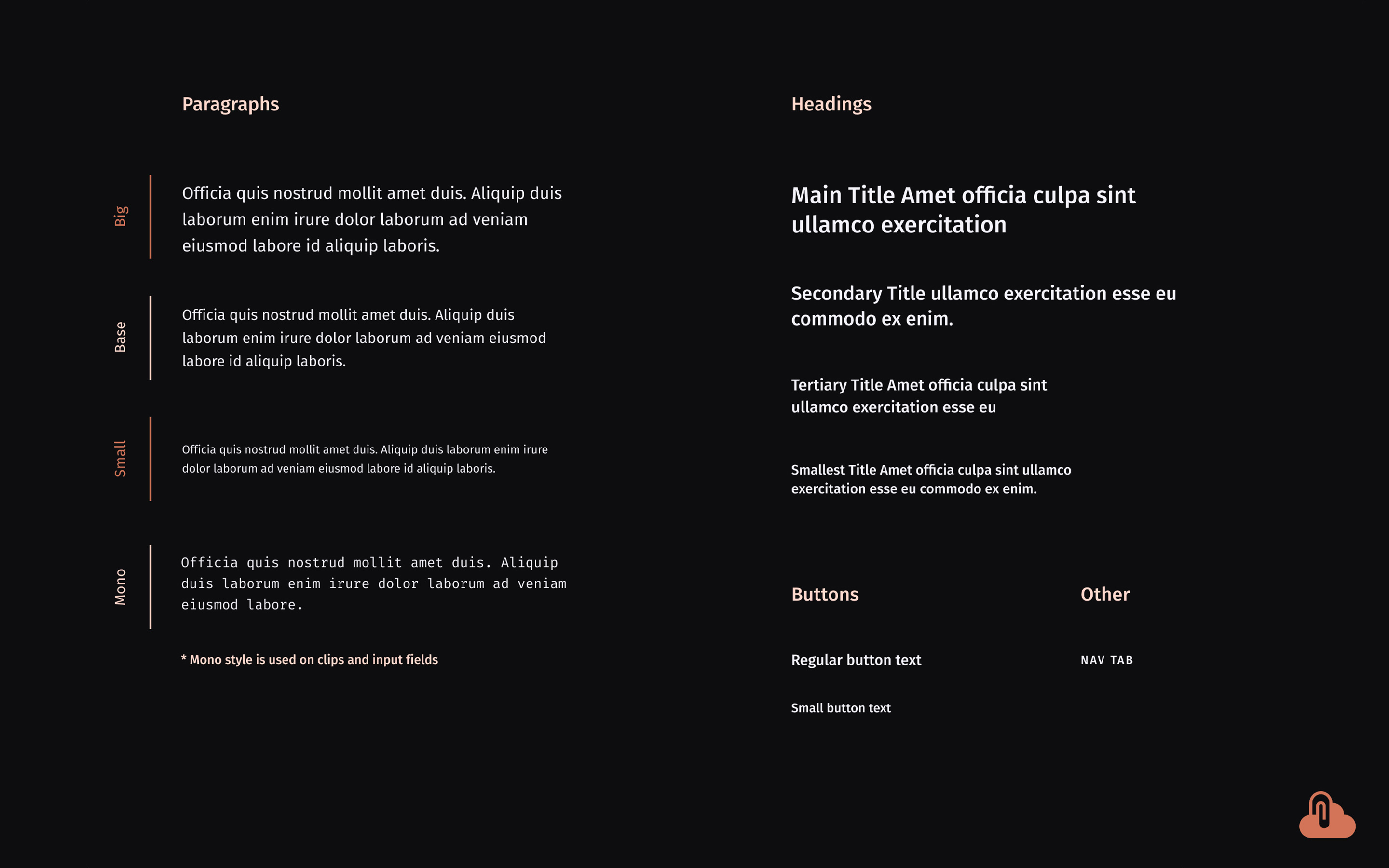 ClipToCloud typography — dark
