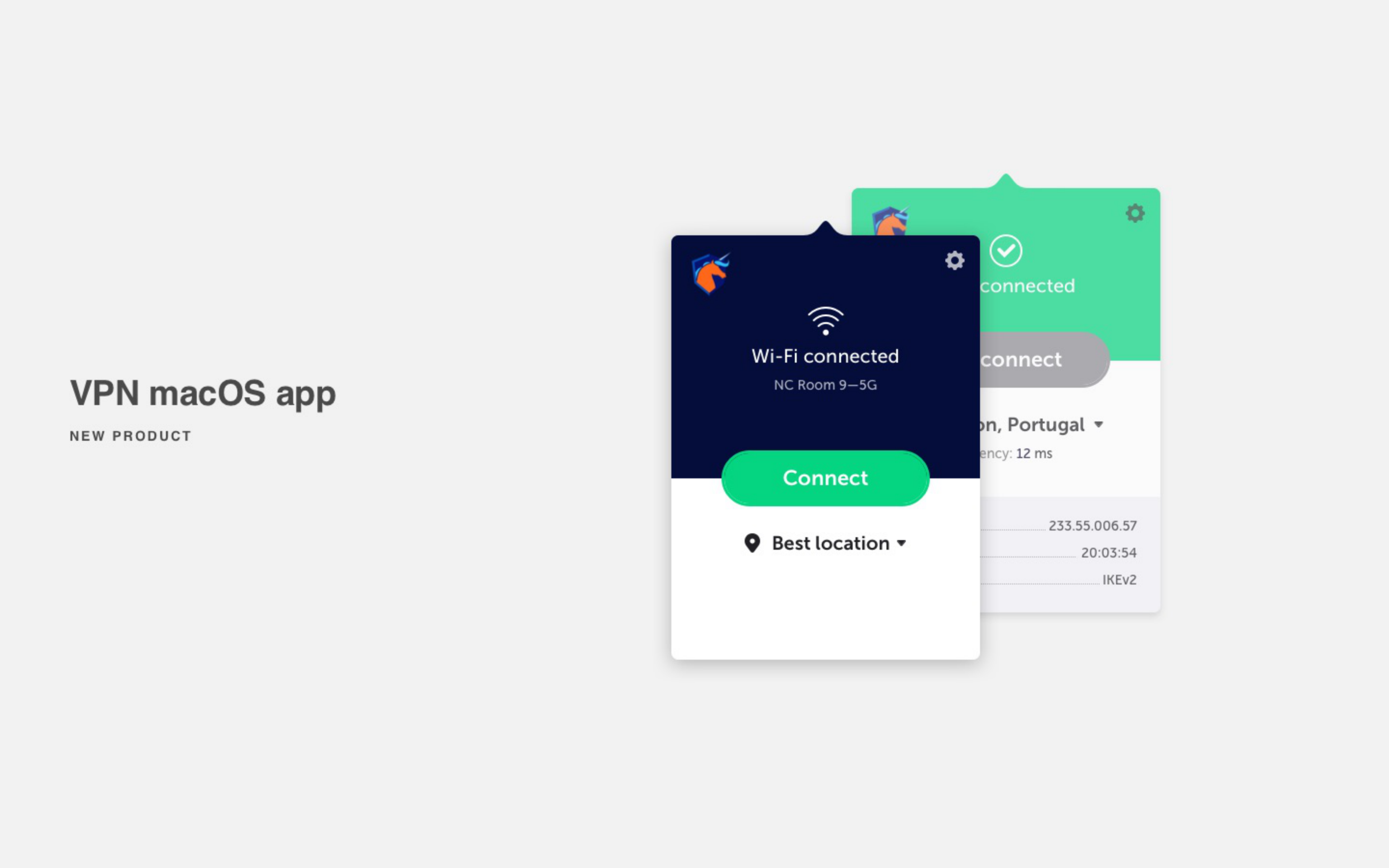 VPN macOS app layout architecture with annotated zones