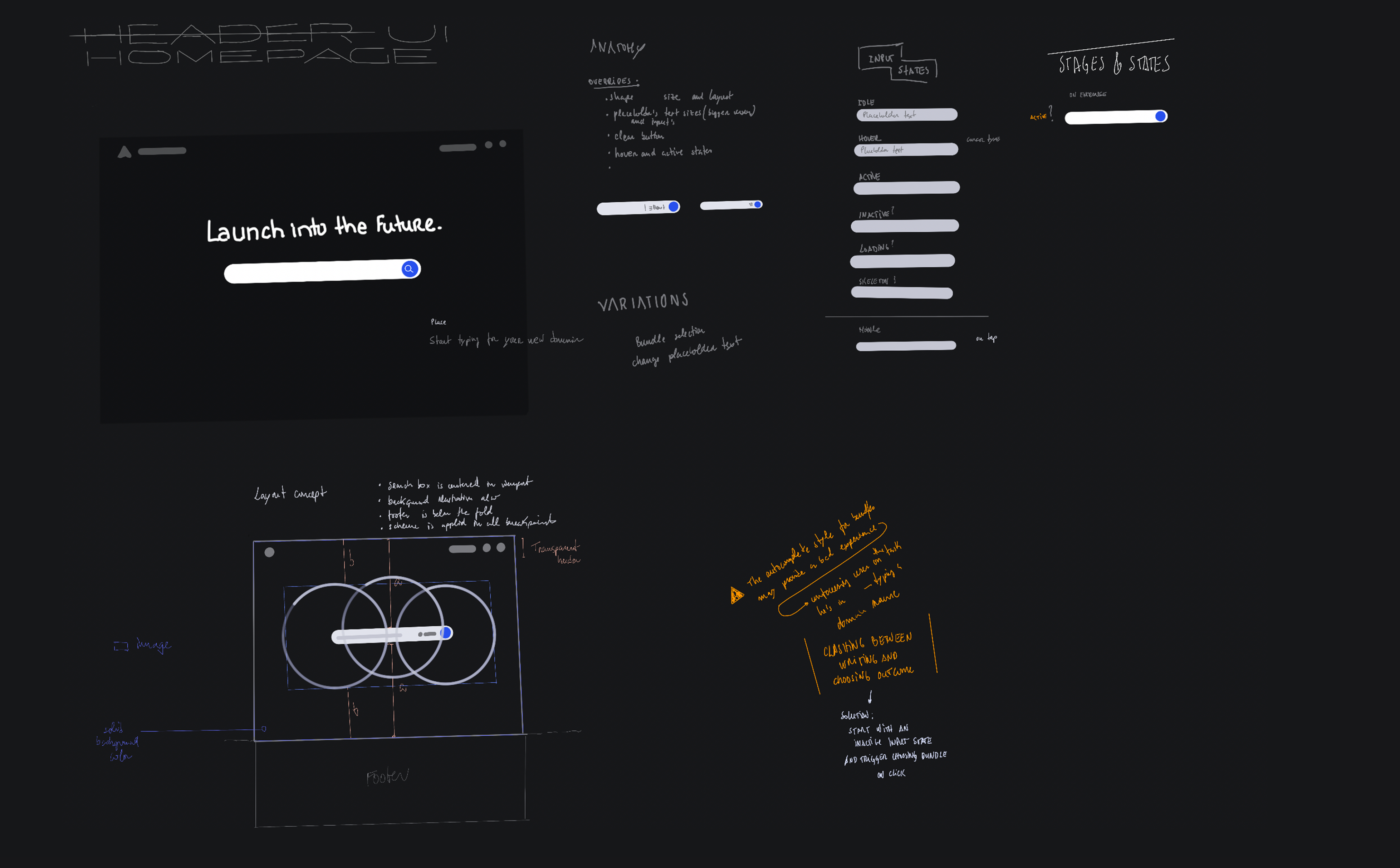 Homepage early sketches