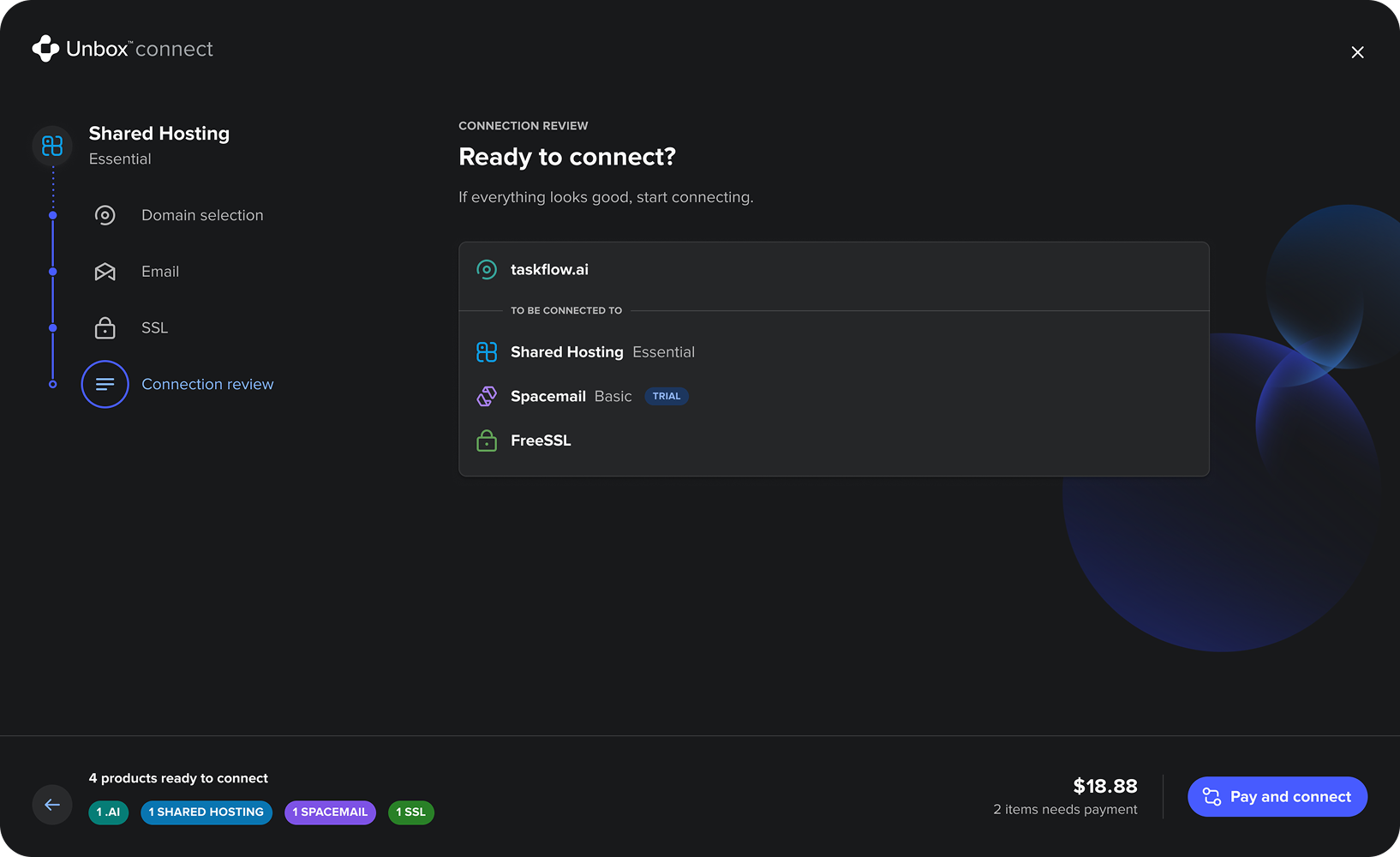 Unbox onboarding step 3 dark