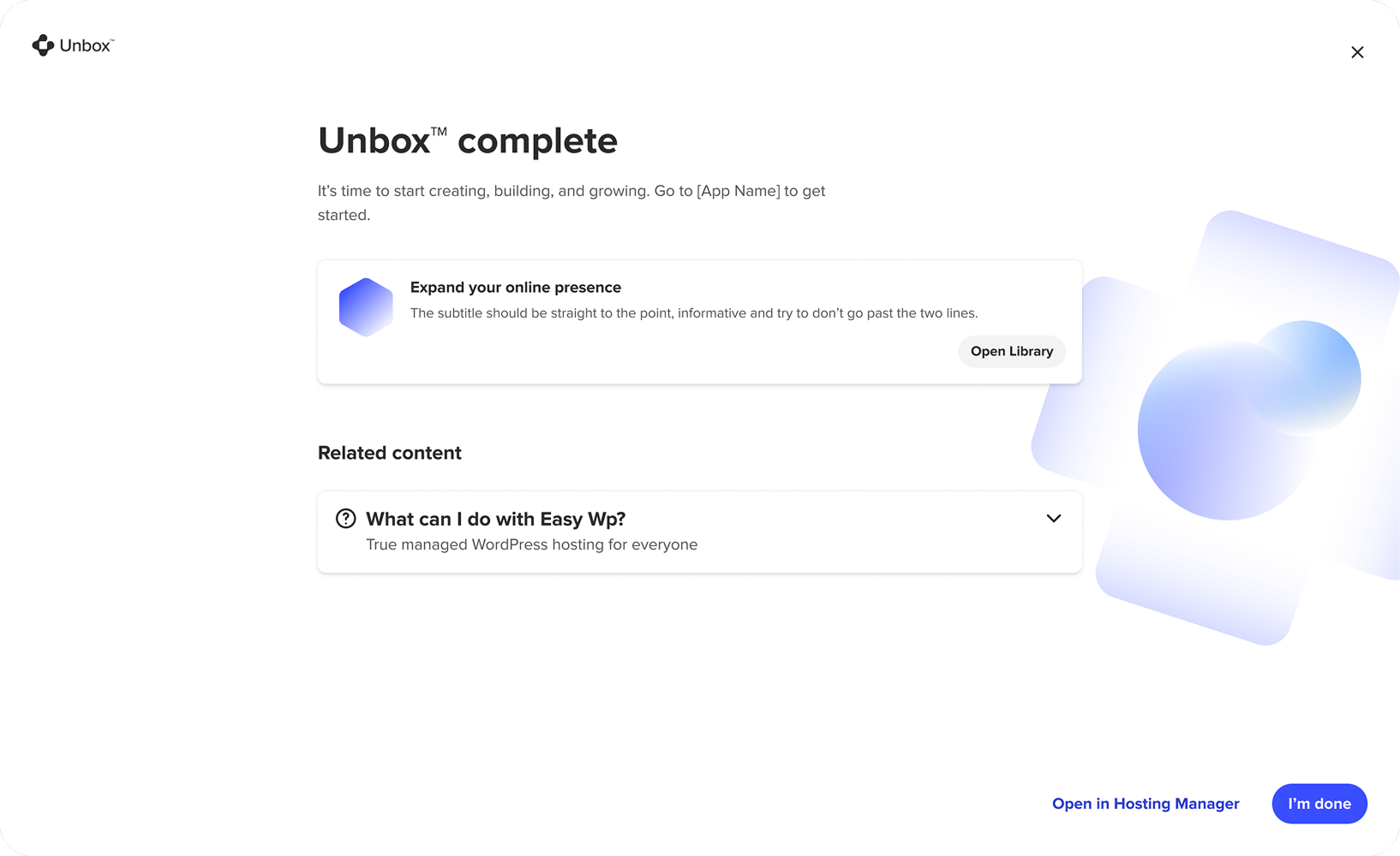 Unbox onboarding step 6