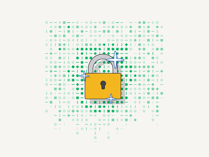 Illustration — security lock with encrypted data