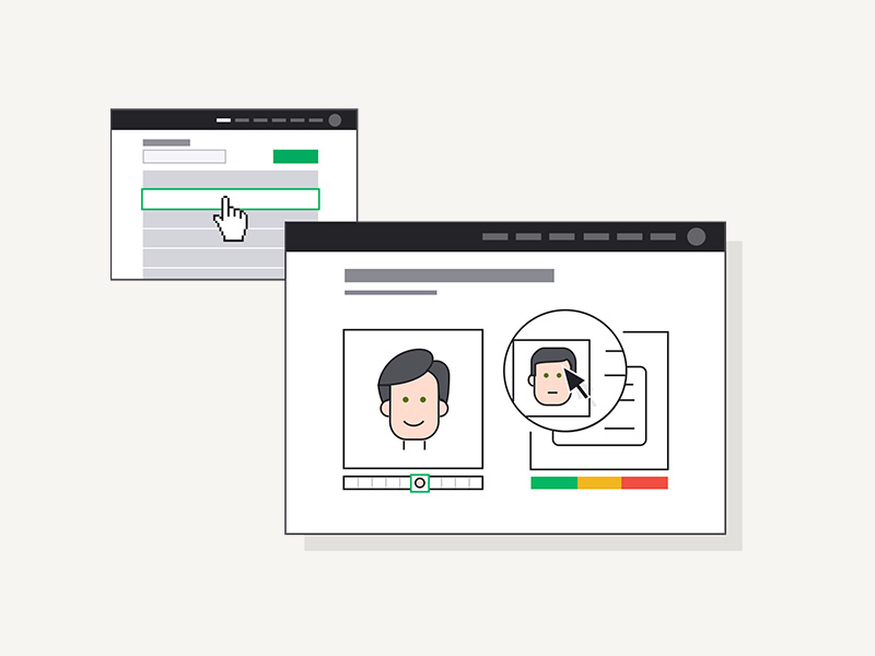 Illustration — agent dashboard with request generation and submission review