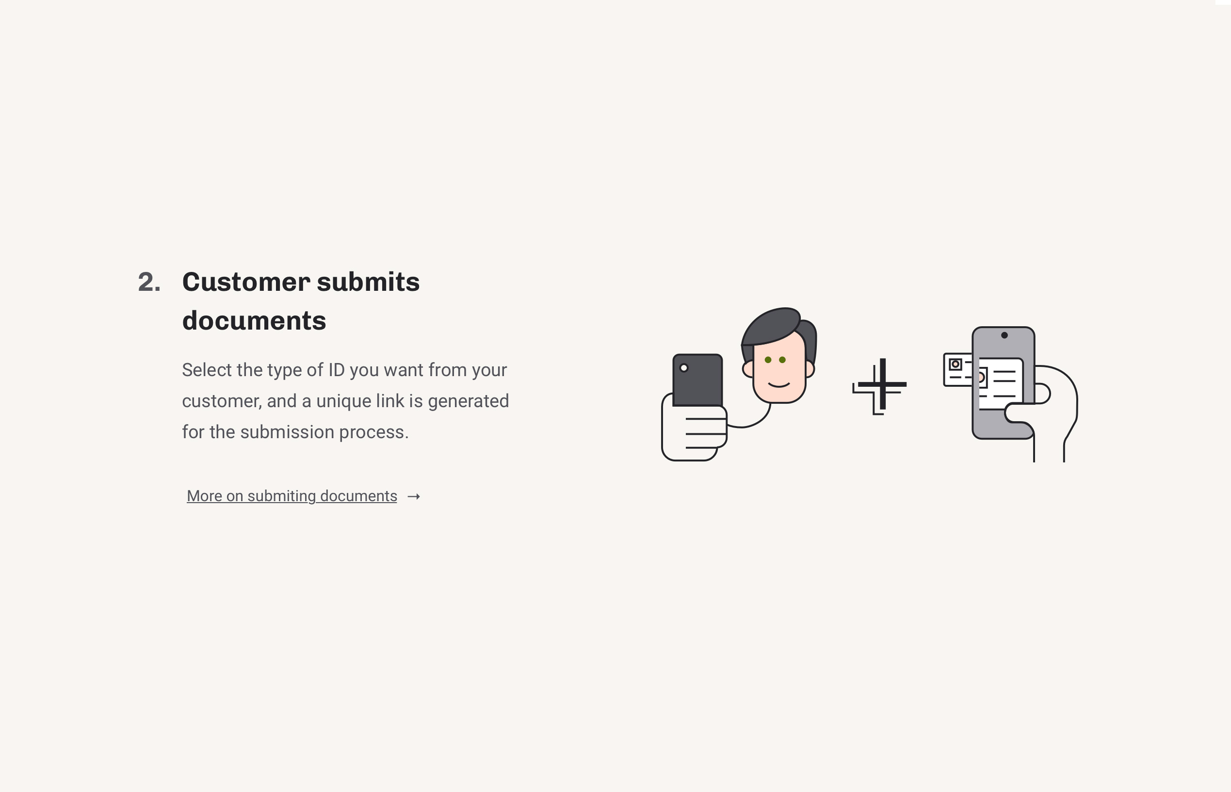 Step 2 — Customer submits documents: selfie plus ID card via mobile