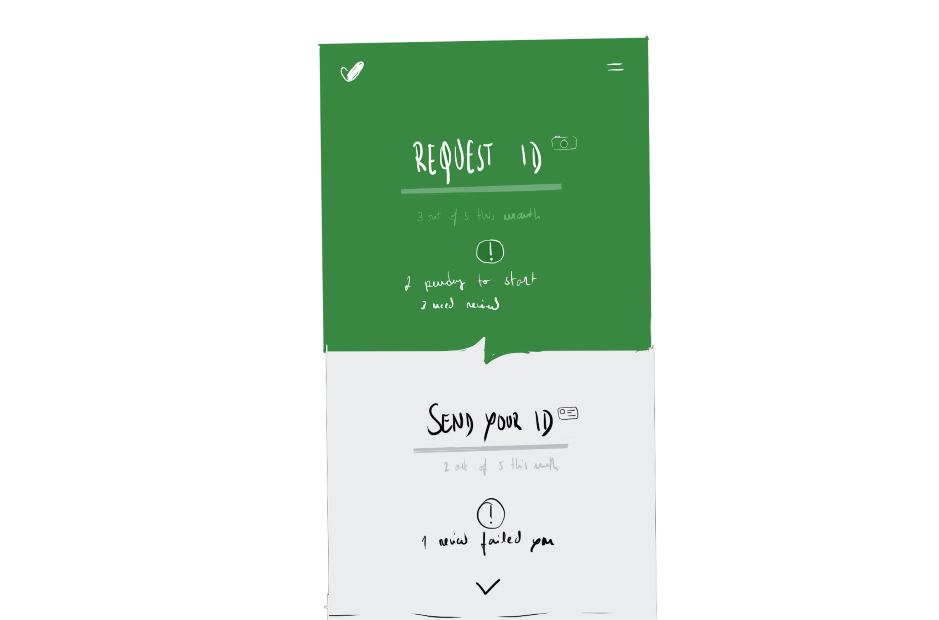 Mobile app exploration — home screen, main actions, and navigation patterns